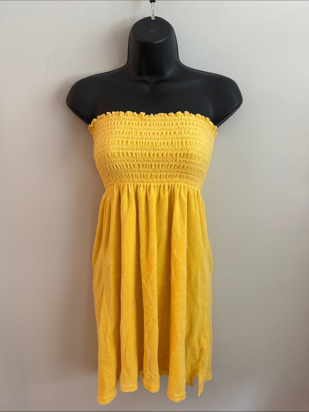 Juicy Couture Strapless Yellow Smocked Beach Coverup